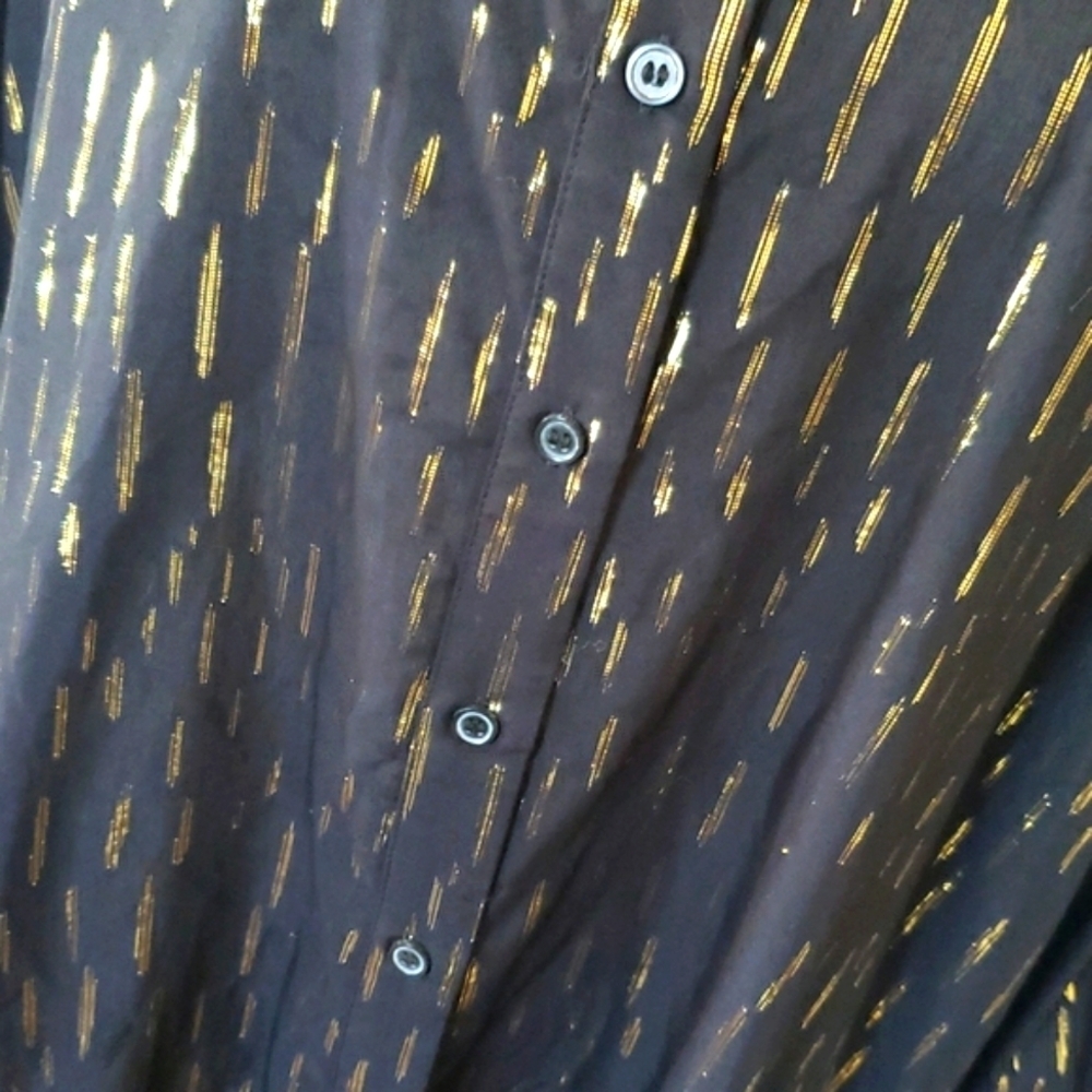 Zara nwt black and gold oversized shirt dress whit ruffle size  S - Picture 4 of 9